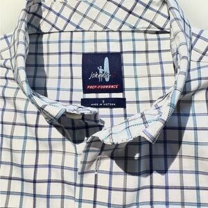 johnnie-O white and blue button down super soft wrinkle free